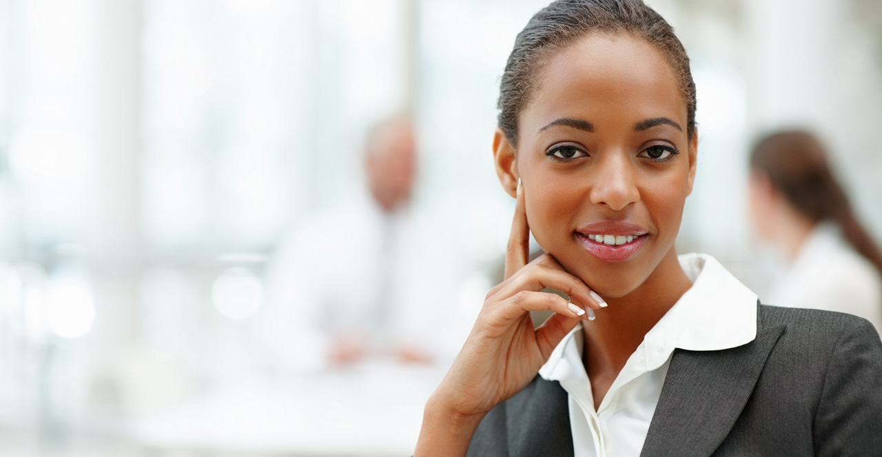 Portrait of an attractive African American business woman smiling confidently